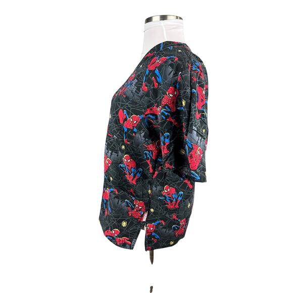 ✨2/$20 Marvel x Ultimate Spiderman Nurse CNA V-Neck Spider-Man Scrub Top Large - Picture 10 of 13